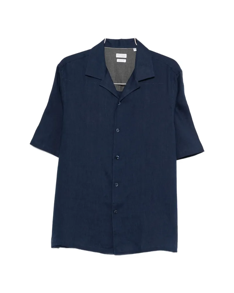 Brunello Cucinelli Buttoned Short-sleeve Shirt Blue