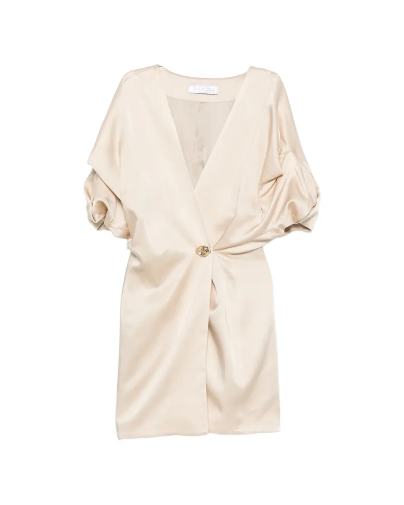 Raquel Diniz Anastasia Button-detail V-neck Mini Dress Neutrals