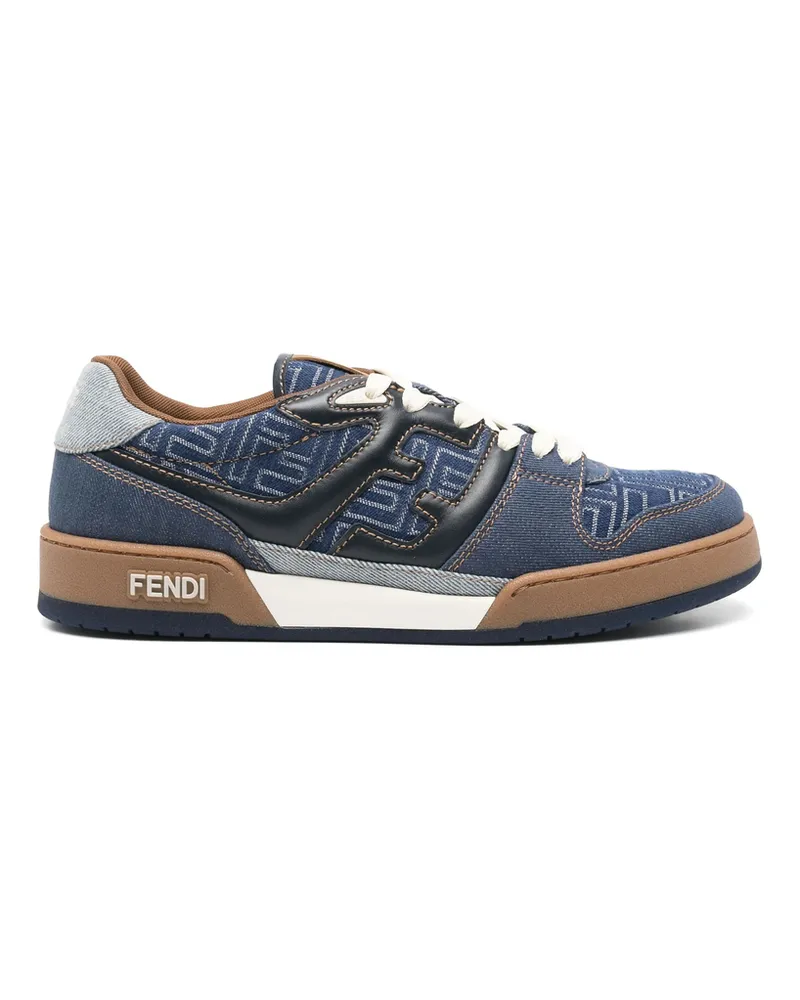 Fendi Match Leather Sneakers Blue