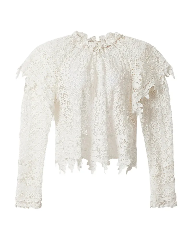 Isabel Marant Hyliana Ruffled Lace Top White