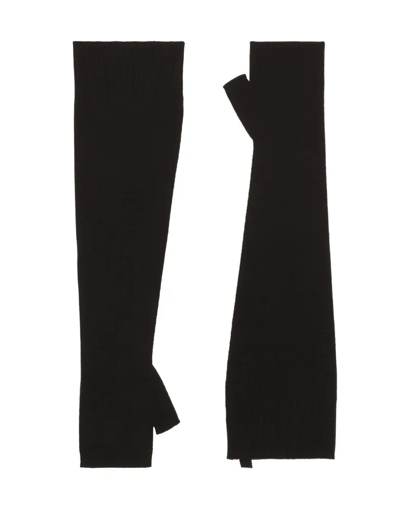 Dolce & Gabbana Ribbed Fingerless Gloves Black