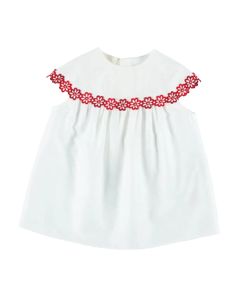 Gucci Floral-trim Dress White