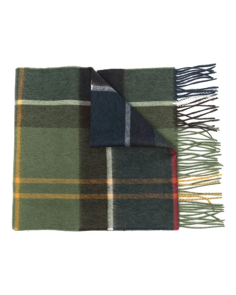 Barbour Check Pattern Scarf Green