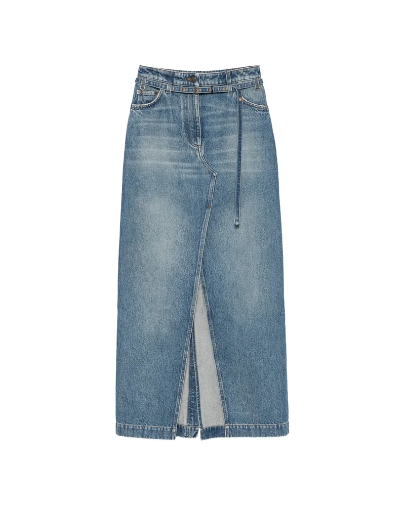 Dries van Noten Belted Slit-detail Maxi Skirt Blue