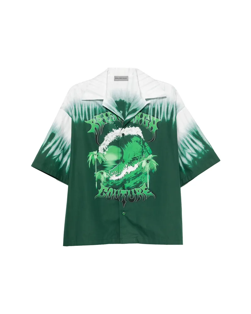 Balenciaga Graphic-print Shirt Green
