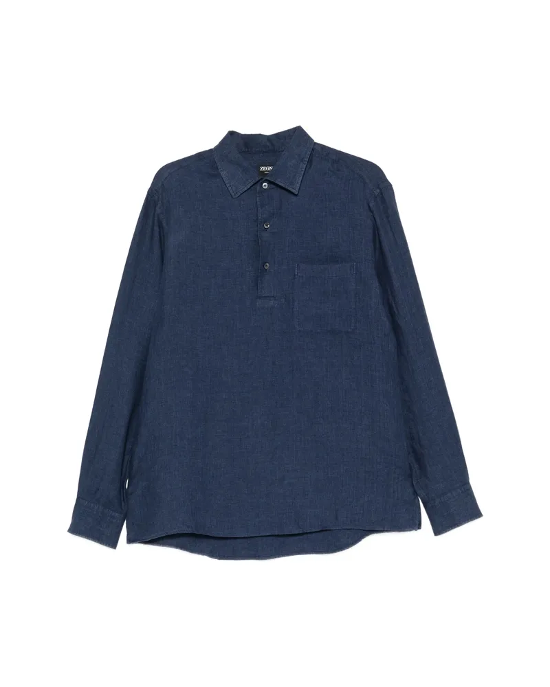Ermenegildo Zegna Button-up Chest-pocket Polo Shirt Blue