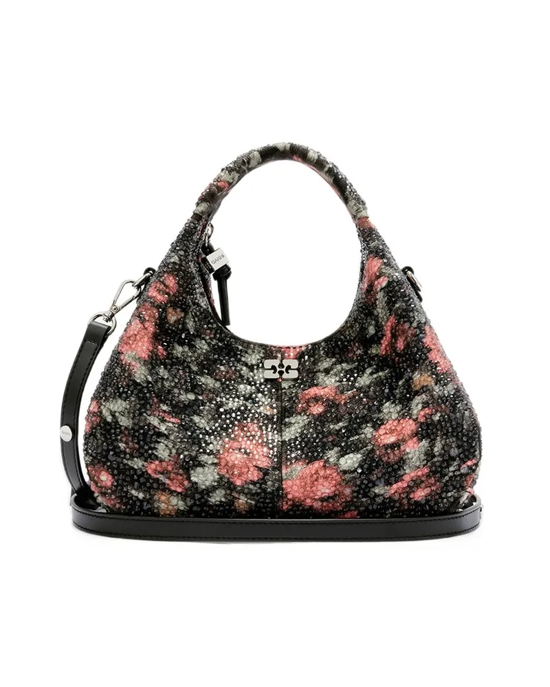Ganni Mini Bag With Beaded Flower Black
