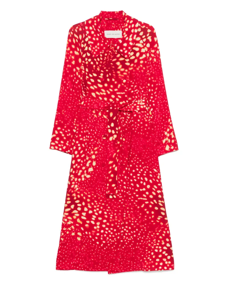 Dries van Noten Printed Coat Red