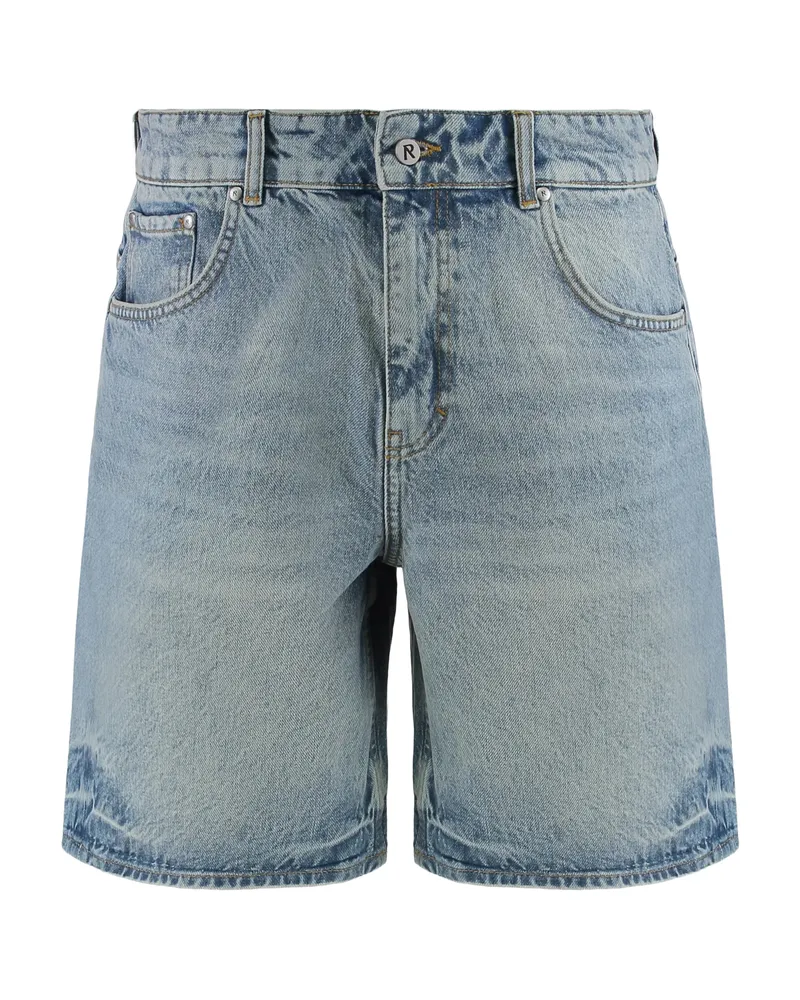 REPRESENT Logo-embroidered Denim Shorts Blue