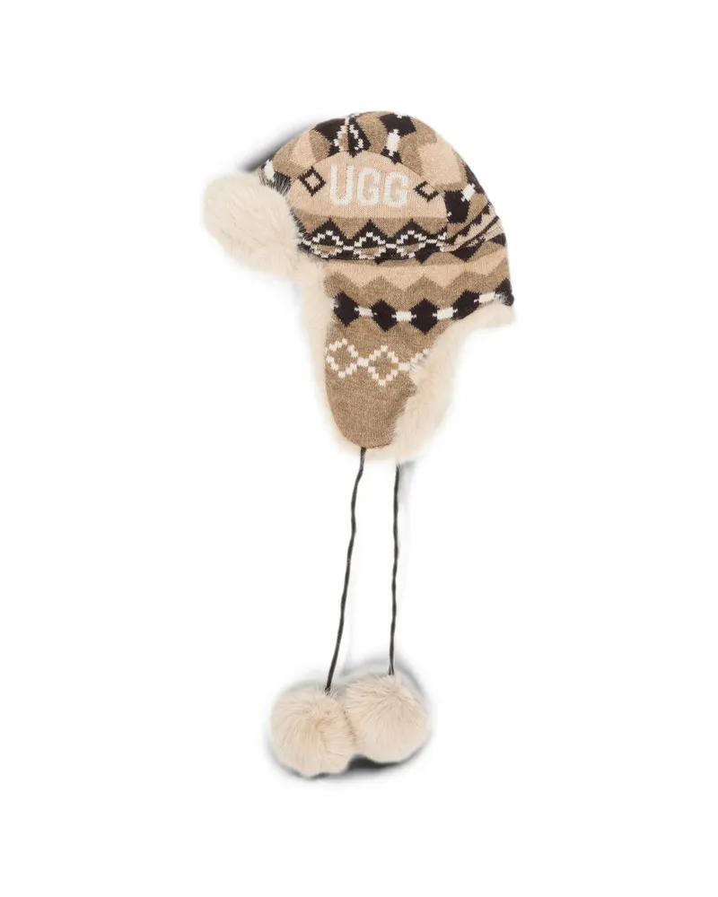 UGG Fair Isle Faux-fur Hat Neutrals