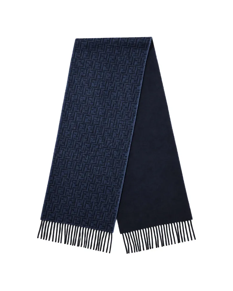 Fendi FF Monogram Fringed Scarf Blue