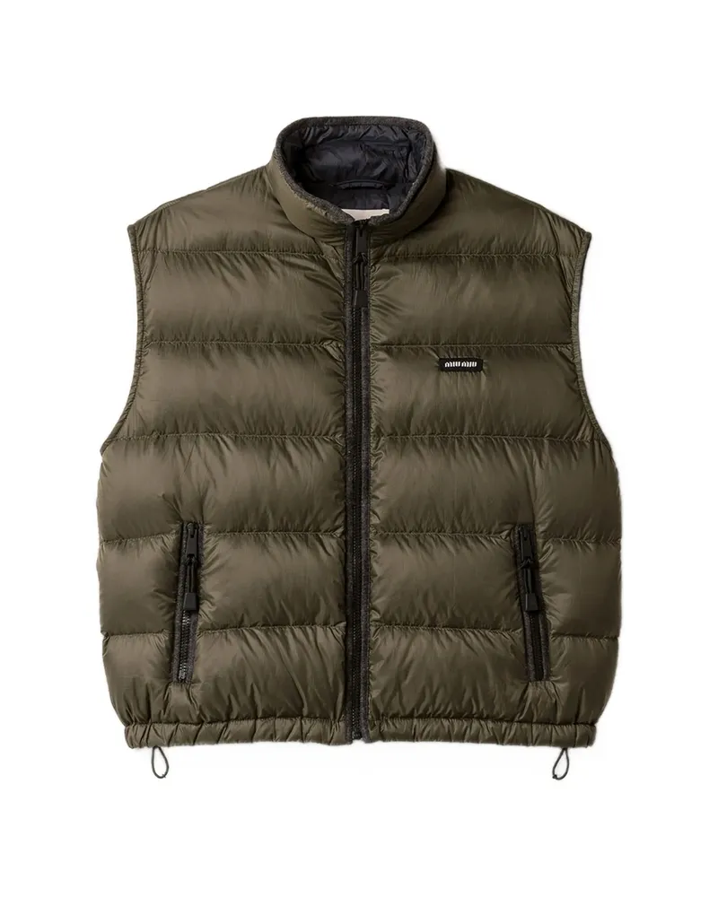 Miu Miu Padded Light Pongé Vest Green