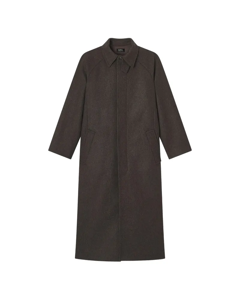 A.P.C. A. p.c. Loose-fit Heather Brown Mac In Recycled Wool Coat Brown