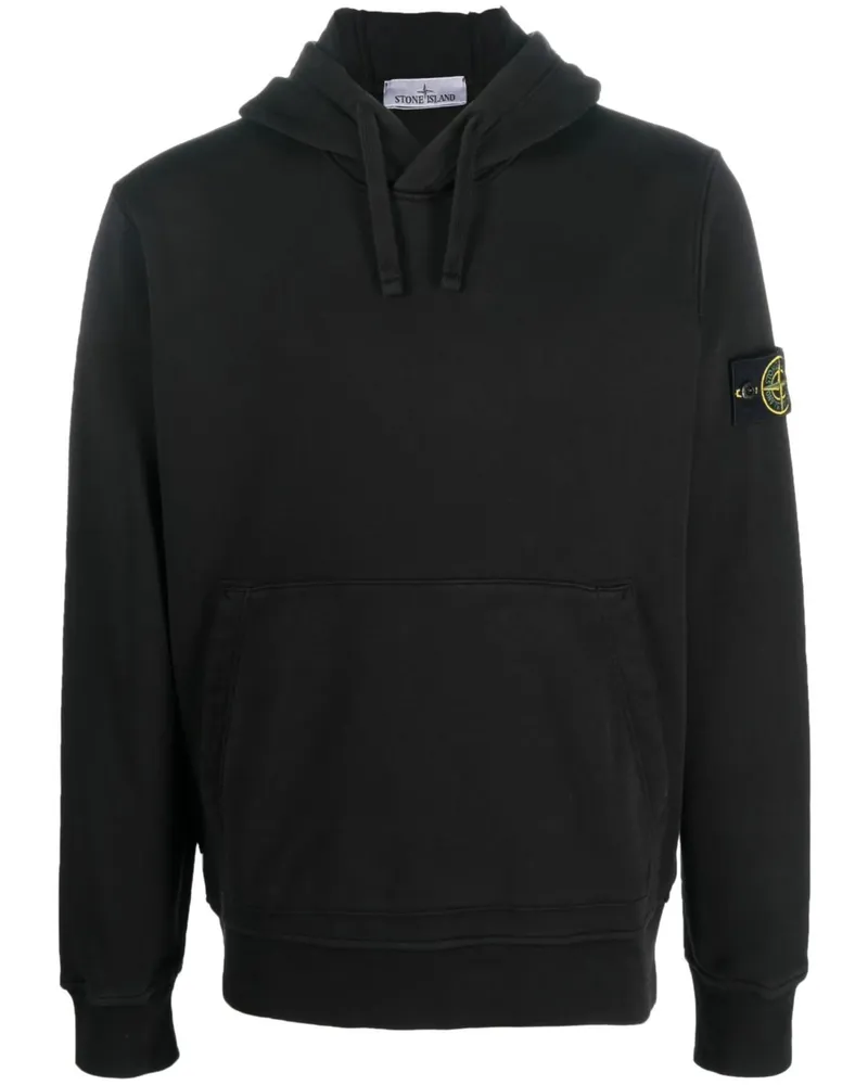 Stone Island Compass-patch Drawstring Hoodie Black