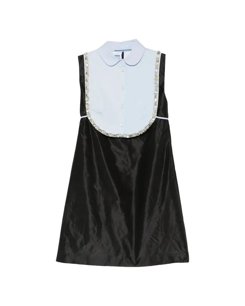 Prada Embroidered Taffeta Mini-dress Black