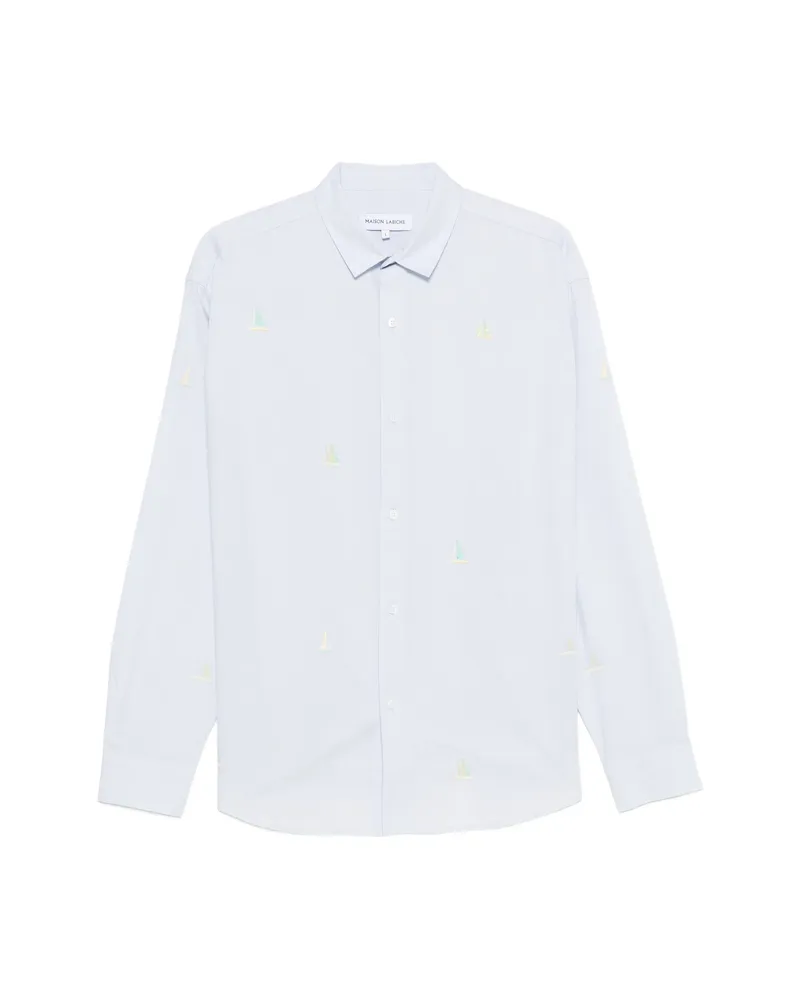 Maison Labiche Breteuil Sailboat-embroidered Shirt Blue