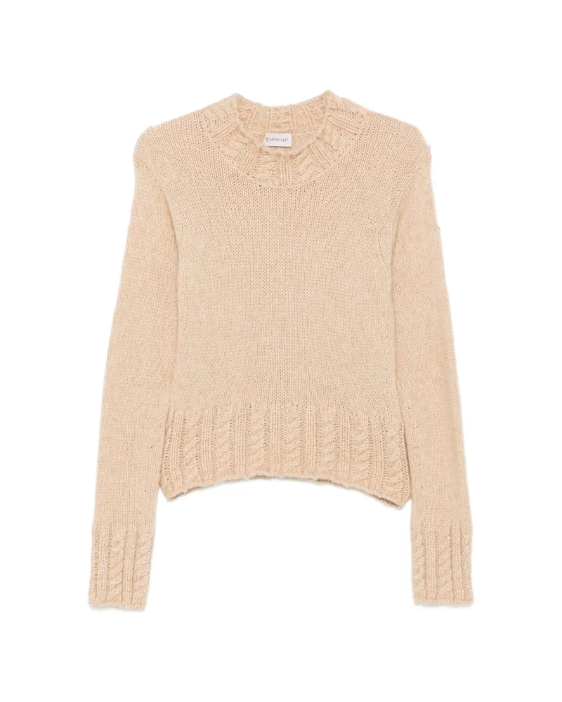Moncler Logo-patch Cable-knit Sweater Neutrals