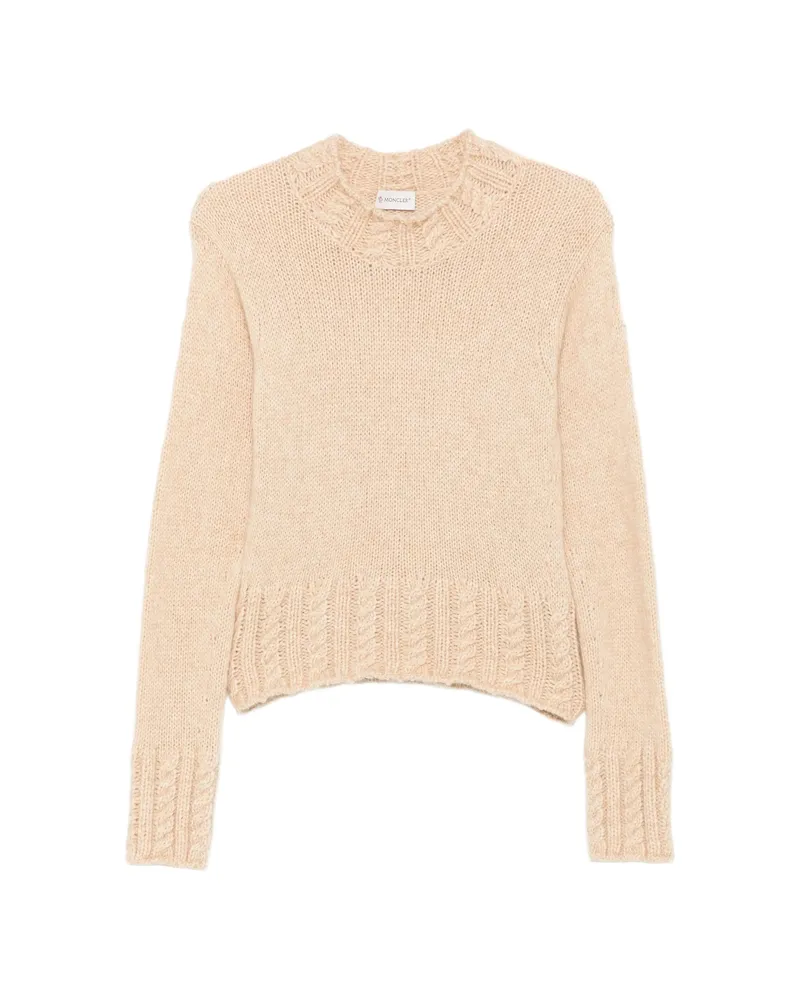 Moncler Logo-patch Cable-knit Sweater Neutrals