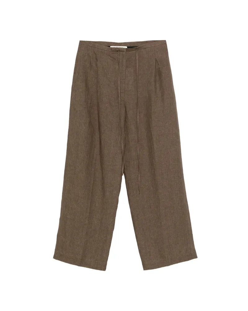 Róhe Drawstring Pleat Trousers Brown