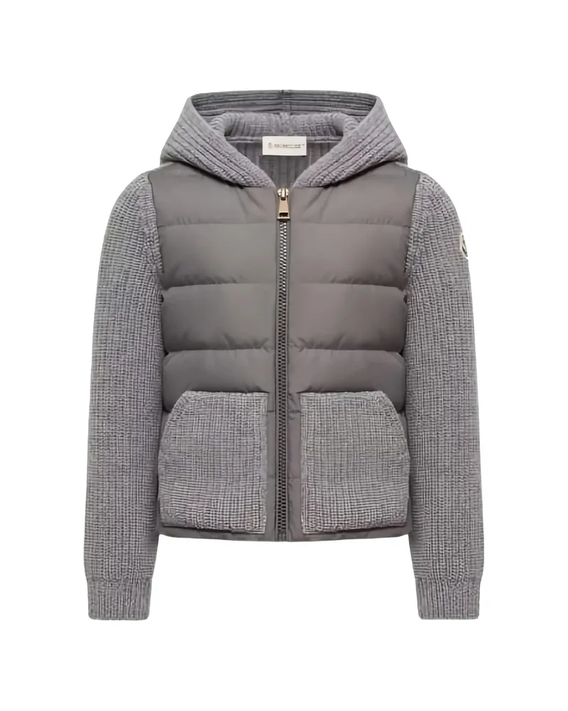 Moncler Wool & Cashmere Padded Cardigan Grey