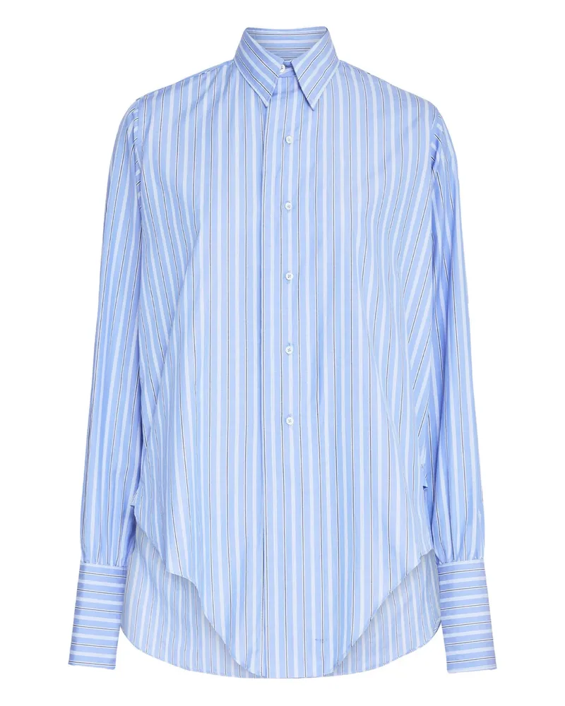 Maison Margiela Striped Long-sleeved Shirt Blue