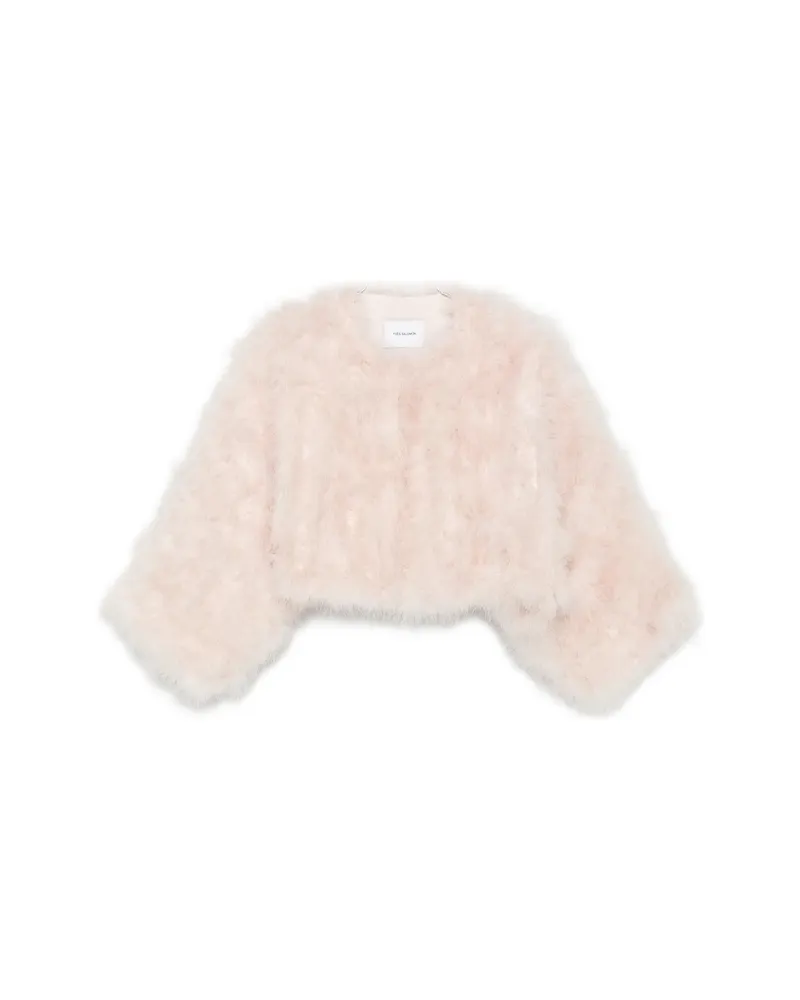Yves Salomon Feather-embellished Cropped Jacket Pink