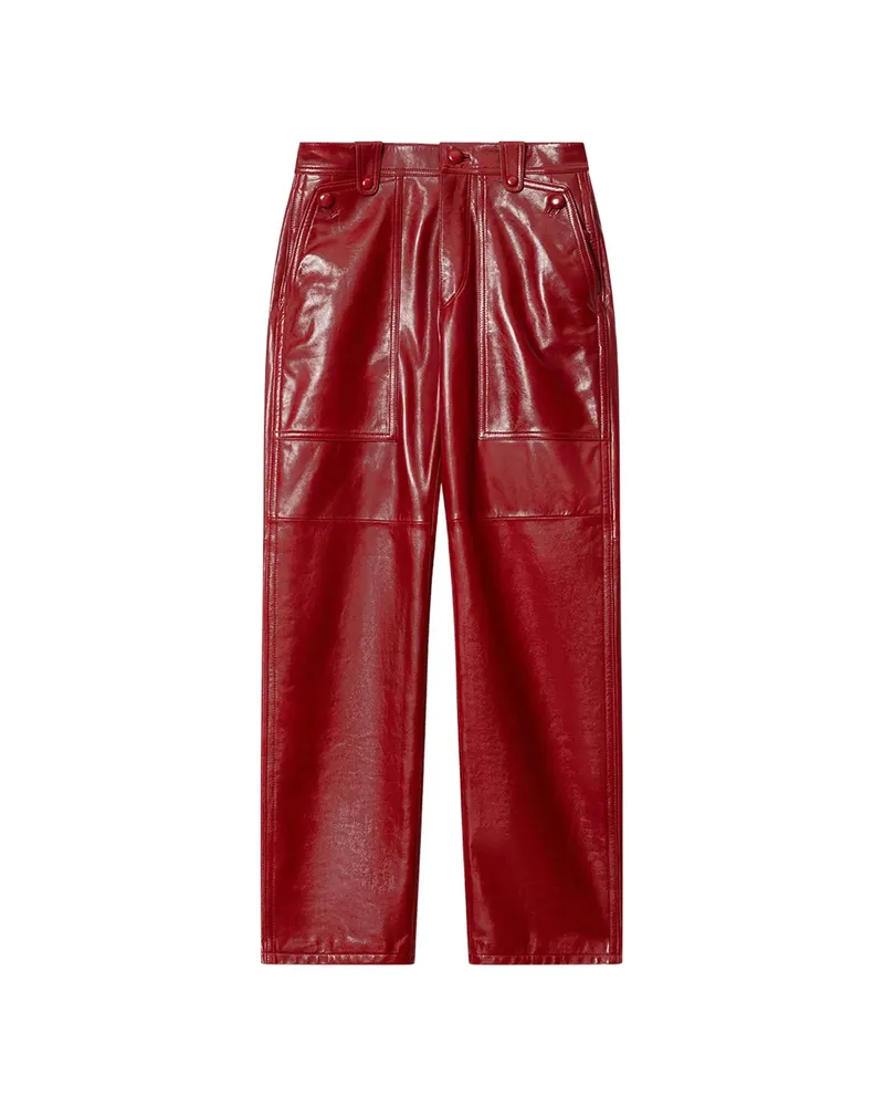 Isabel Marant Valka High-waisted Leather Trousers Red