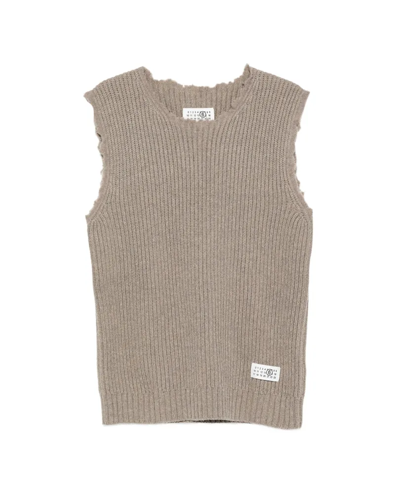 Maison Margiela Distressed Ribbed-knit Vest Neutrals