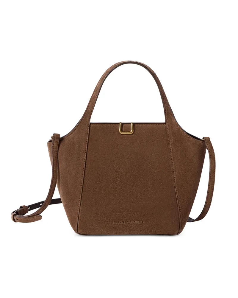 Brunello Cucinelli Sartorial Small Bucket Bag In Suede Brown