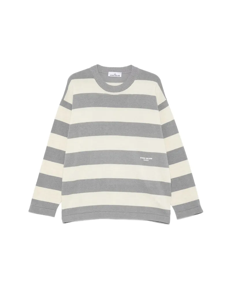 Stone Island Striped Logo Sweater Grey