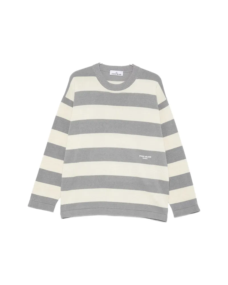 Stone Island Striped Logo Sweater Grey