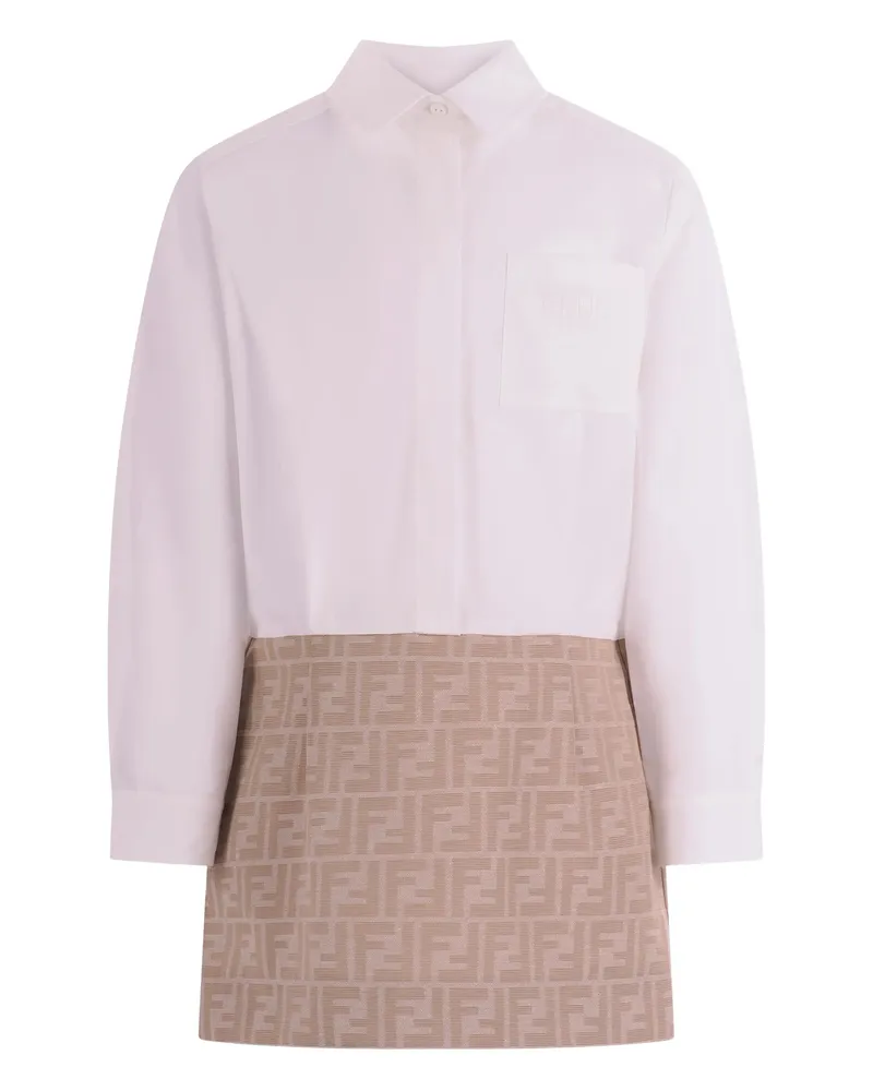 Fendi Long-sleeved FF-motif Dress White