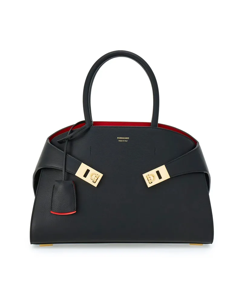 Ferragamo Small Hug Leather Tote Bag Black