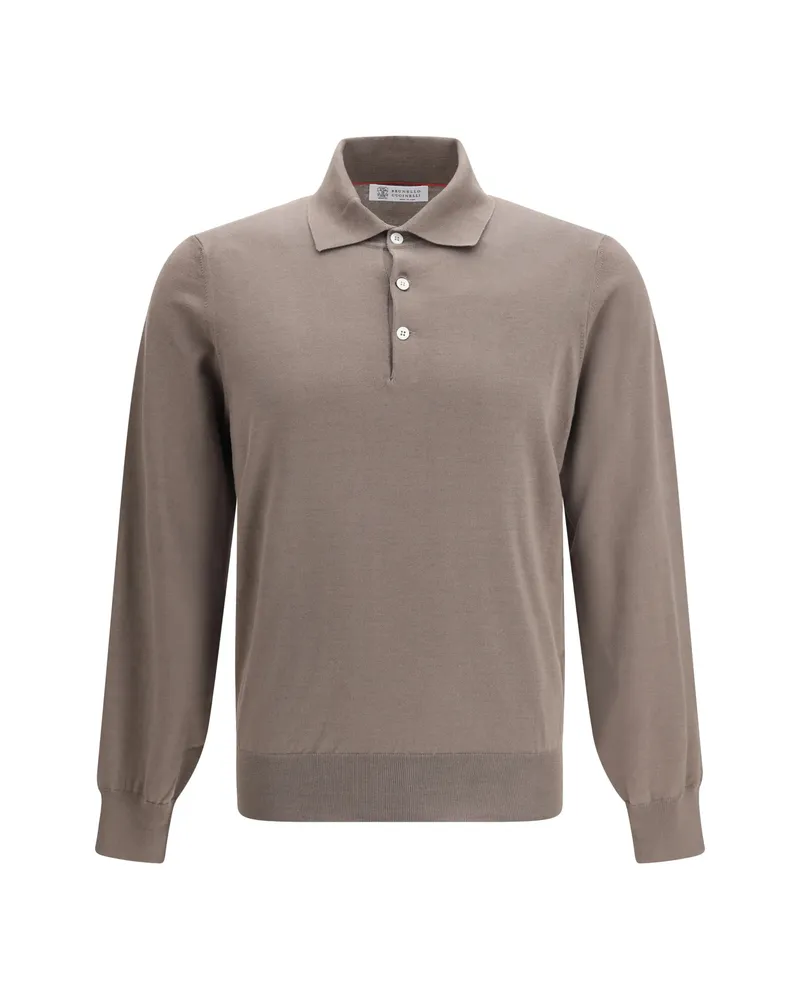 Brunello Cucinelli Button Long-sleeve Polo Shirt Neutrals