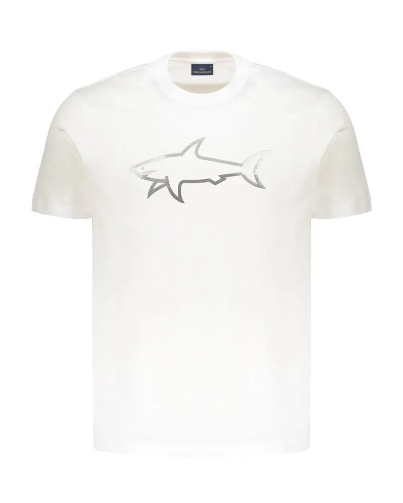 Paul & Shark Reflective Shark-print Cotton T-shirt White