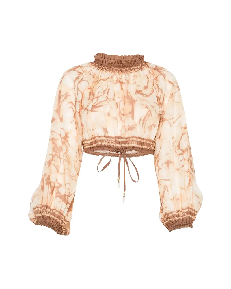 Zimmermann Tie-dye Cropped Blouse Neutrals