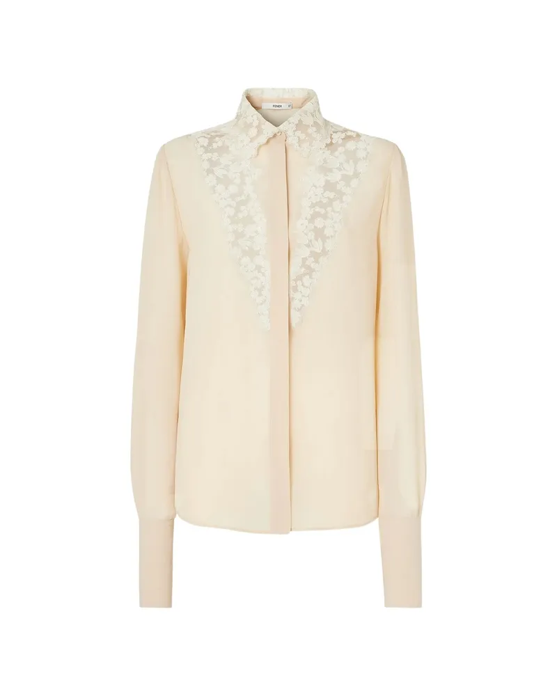 Fendi Parchment-coloured Georgette Shirt Neutrals