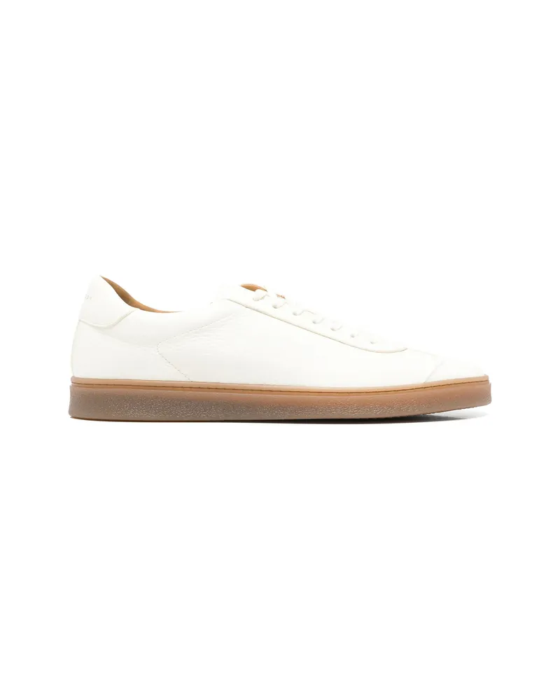 Henderson Grained Leather Sneakers White