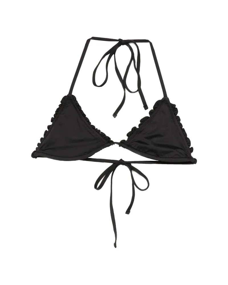 Frankies Bikinis Nick Ruffled Bikini Top Black