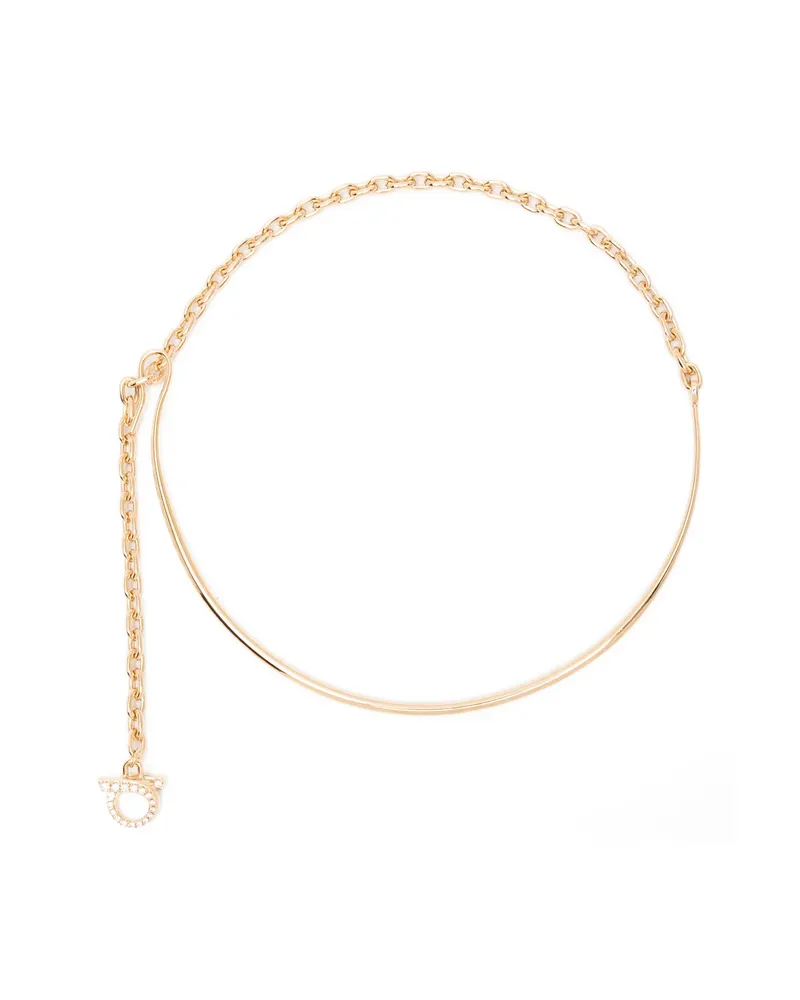 Ferragamo Gancini Crystal-embellished Necklace Gold