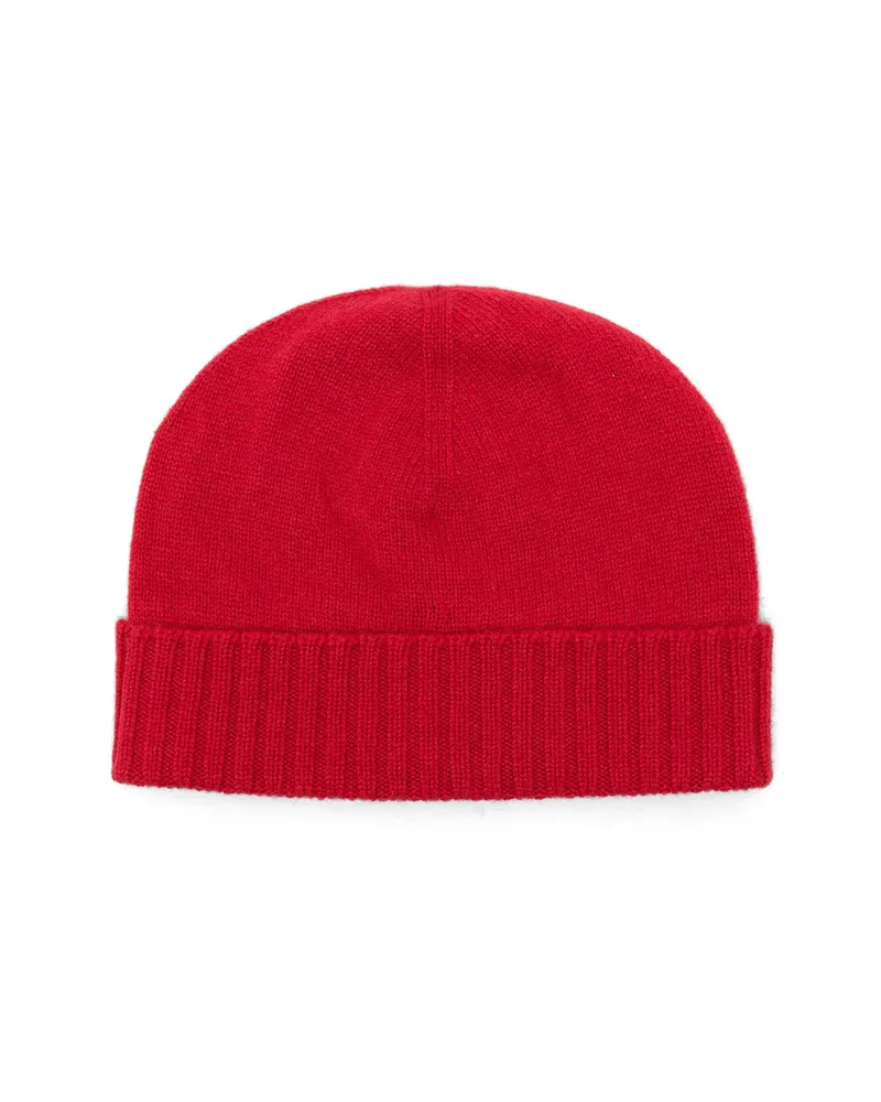 Malo Ribbed-trim Knitted Beanie Hat Red