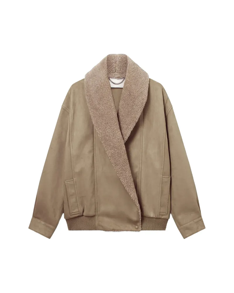 Stella McCartney Vegan Suede Plush-trimmed Jacket Neutrals