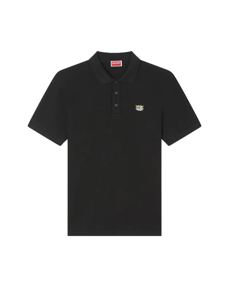 Kenzo Logo-appliqué Cotton Polo Shirt Black