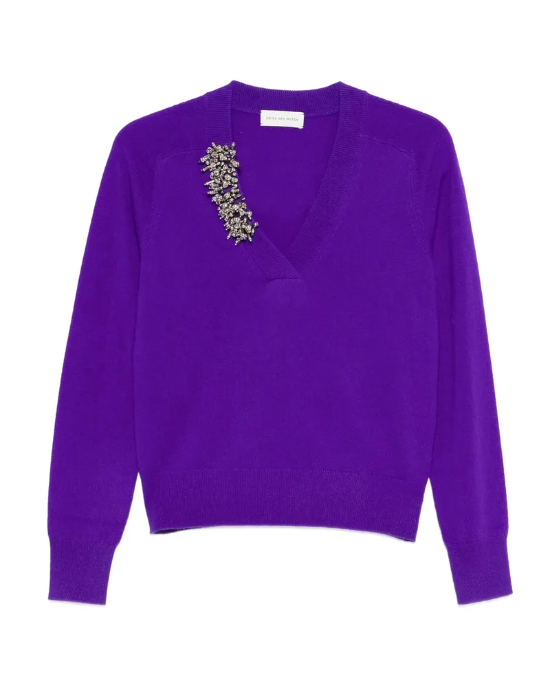 Dries van Noten V-neck Sweater Purple