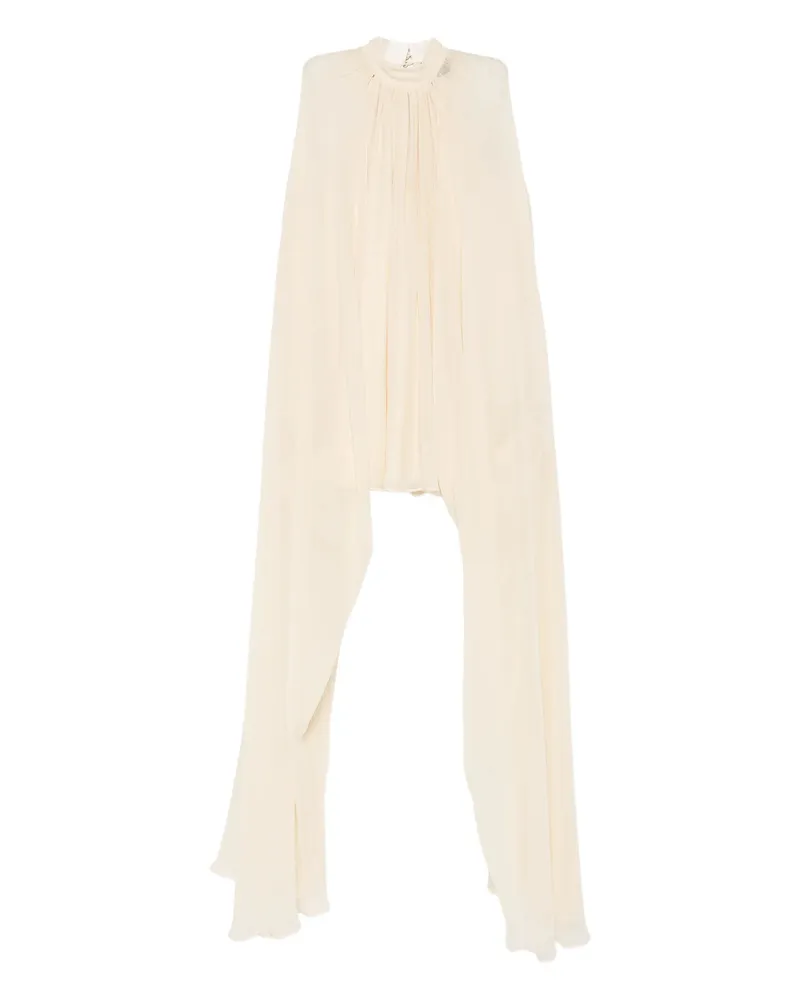 Taller Marmo Gathered Halterneck Mini Dress Neutrals