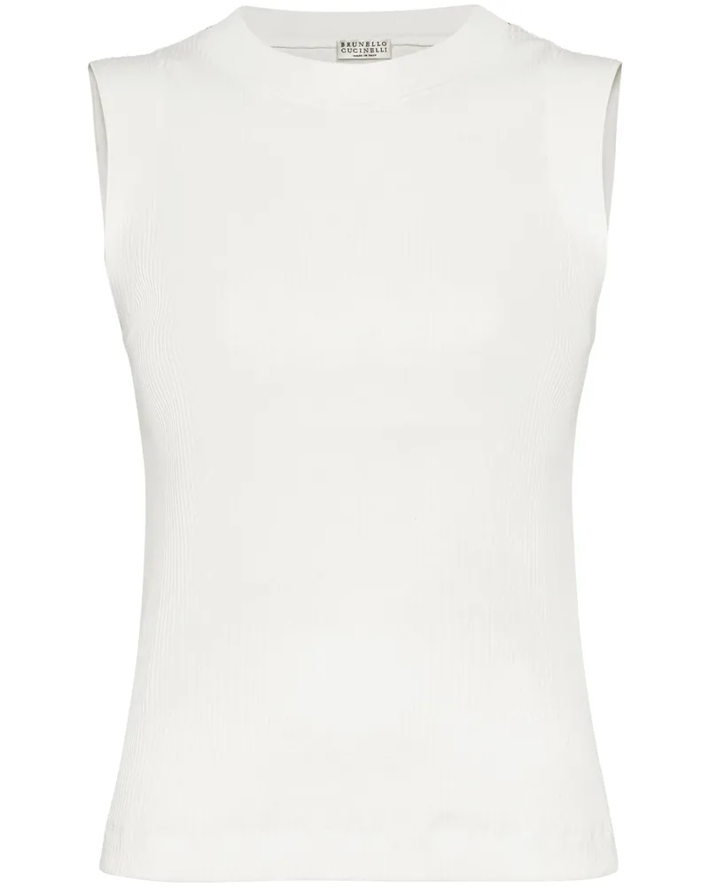 Brunello Cucinelli Ribbed Cotton Tank Top White