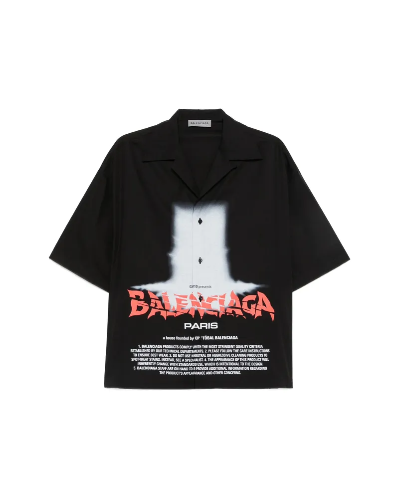 Balenciaga Logo-print Short-sleeve Shirt Black