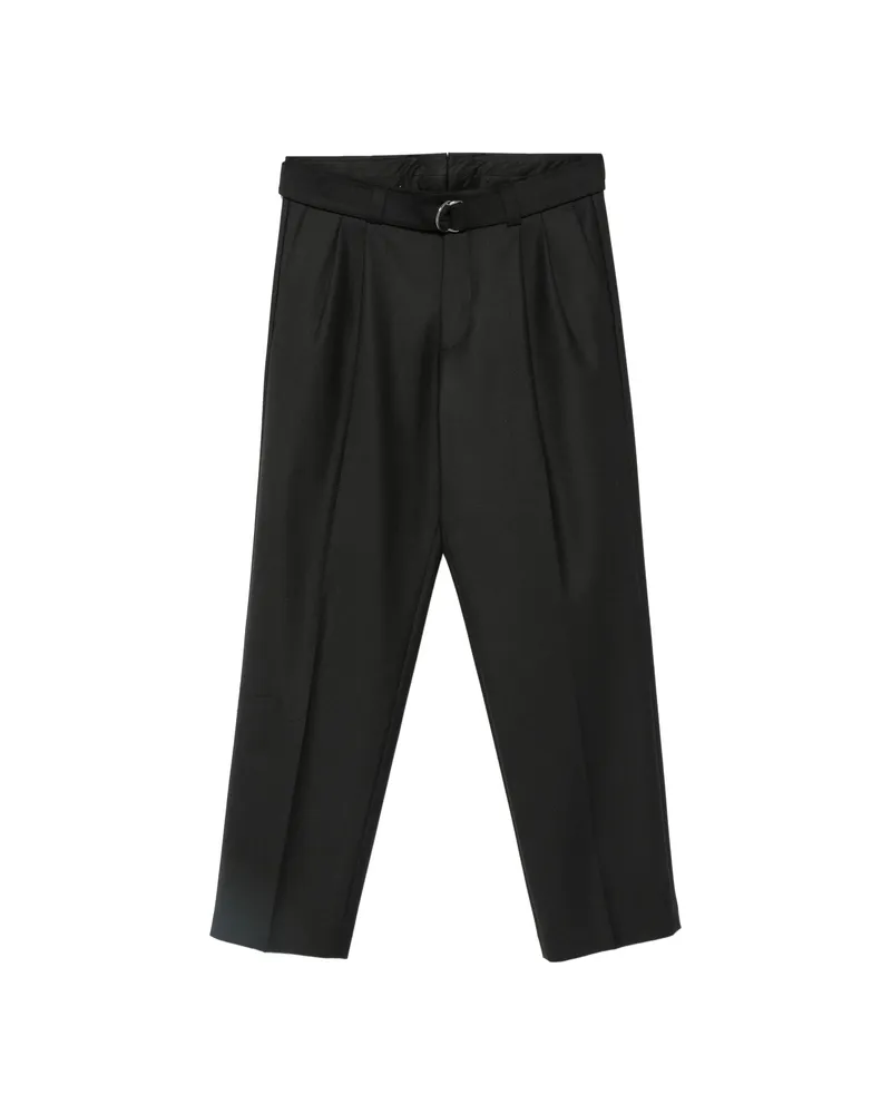 ERALDO Belted Pleated Trousers Black