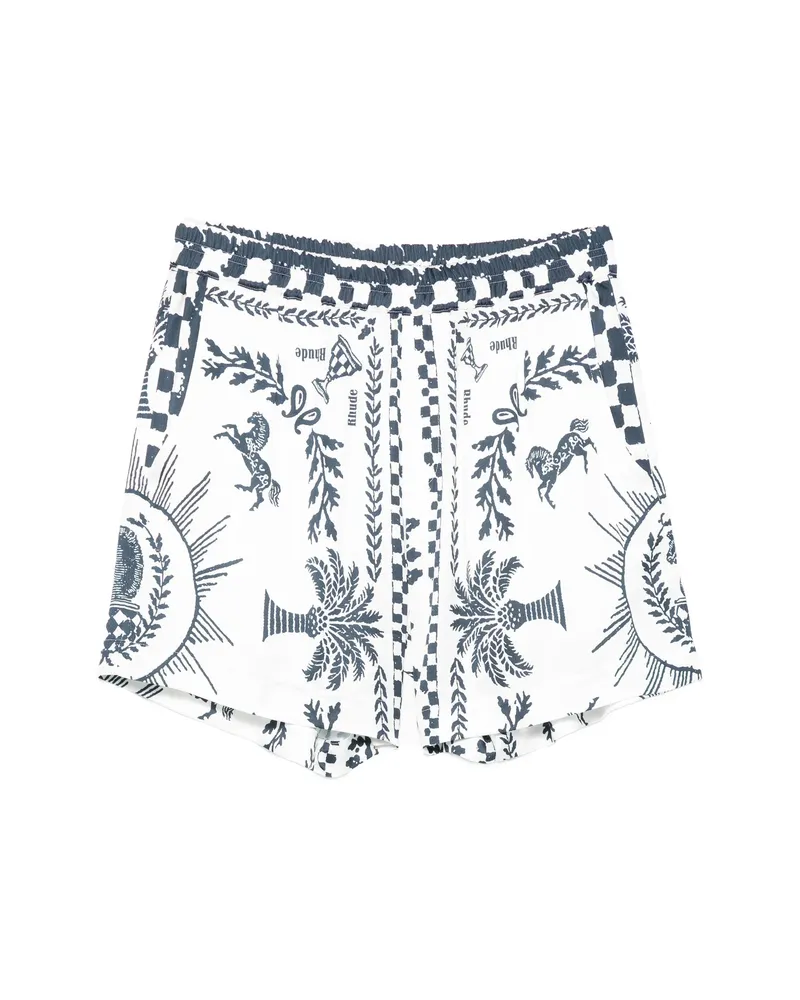 RHUDE Patterned Elasticated Shorts White