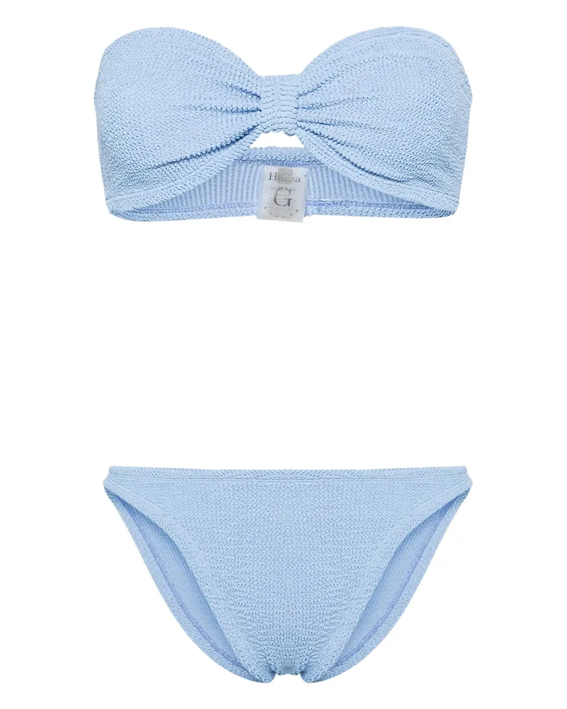 Hunza G Jean Crinkled Strapless Bikini Blue
